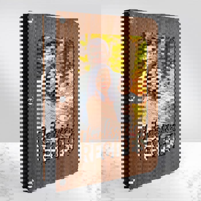 "Thanksgiving Recipes" Personalized Wood Recipe Book