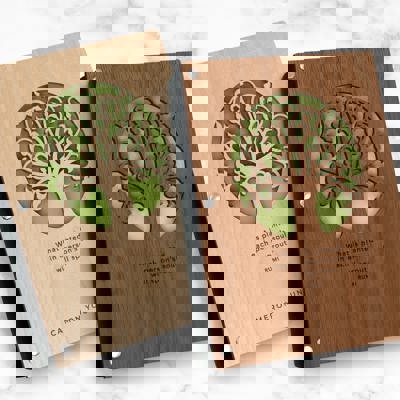 Personalized Wood Journal with Photo Sleeve - Tree of Life Design