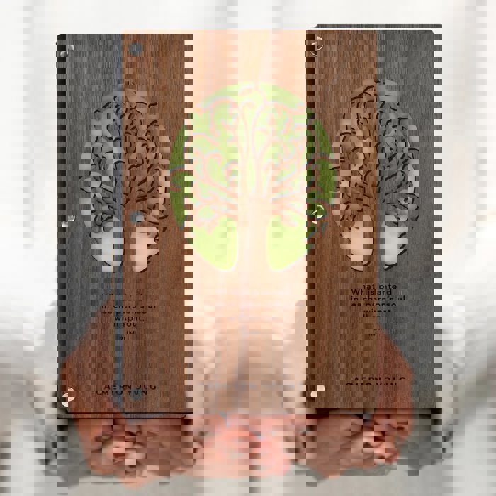 Personalized Wood Journal with Photo Sleeve - Tree of Life Design