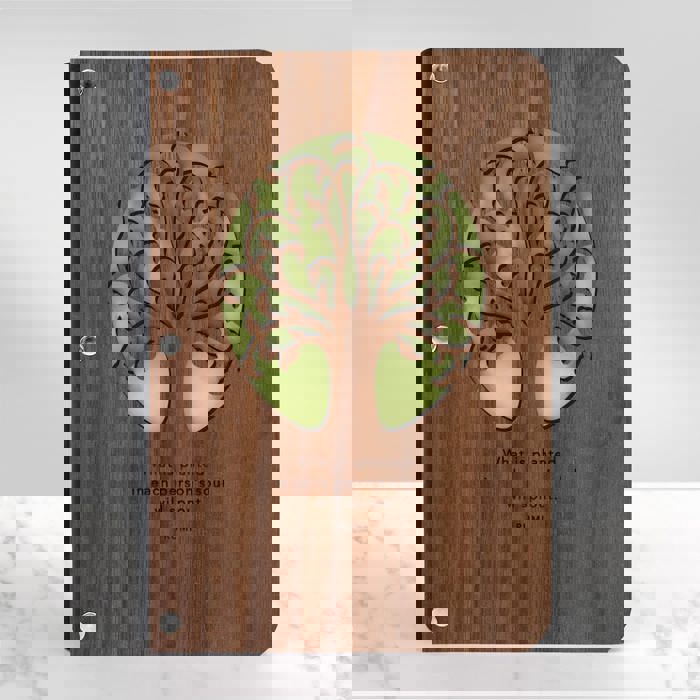 Personalized Wood Journal with Photo Sleeve - Tree of Life Design