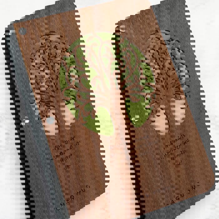 Personalized Wood Journal with Photo Sleeve - Tree of Life Design