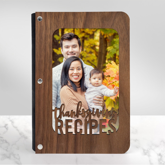 "Thanksgiving Recipes" Personalized Wood Recipe Book
