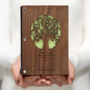 Walnut (Dark Wood) Personalized Personalized Wood Journal with Photo Sleeve - Tree of Life Design