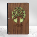 Walnut (Dark Wood) Not Personalized Personalized Wood Journal with Photo Sleeve - Tree of Life Design