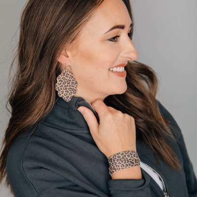 Leopard Leather Earrings, Weightless Solid Leather Earrings – Effortless Style, Unmatched Comfort, Leopard Print 