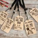  Personalized Wooden Hall Pass Set - Teacher's Classroom Lanyard Hall Pass Collection