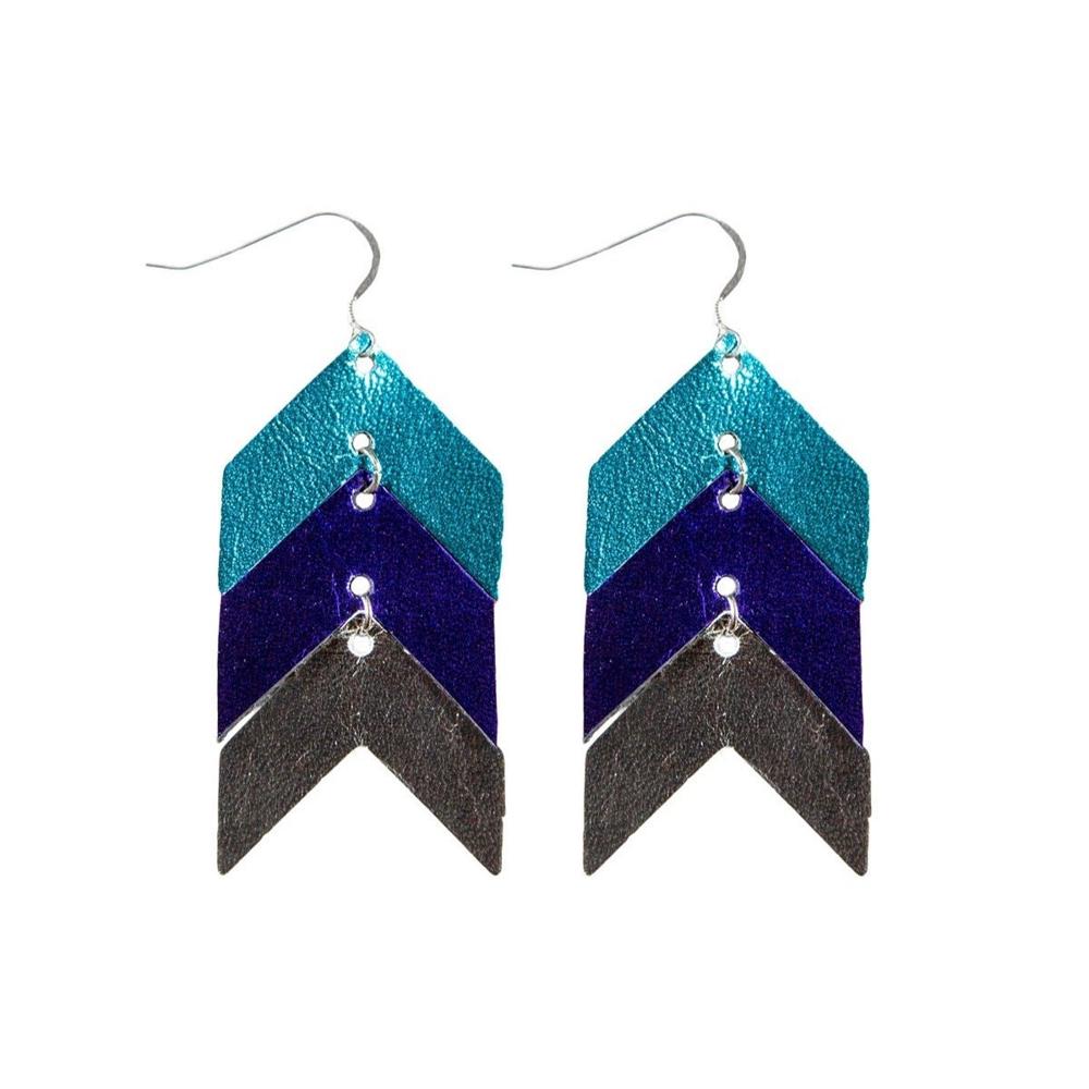 Team Color Leather Earrings - Handmade Sports Fan Jewelry - Customizable Leather Earrings in Your Team's Colors