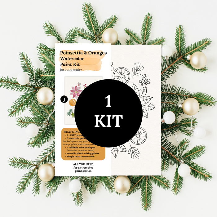 You Pick Winter Holiday Watercolor Kits 11 Options | Pre-Sketched Christmas Art Sets