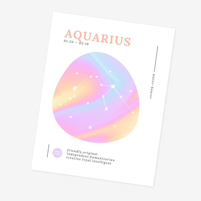 Zodiac Prints | Bright Cosmic Horoscope Unframed Art