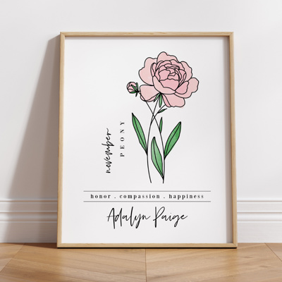 Custom Name Birth Flower Print | 27 Options