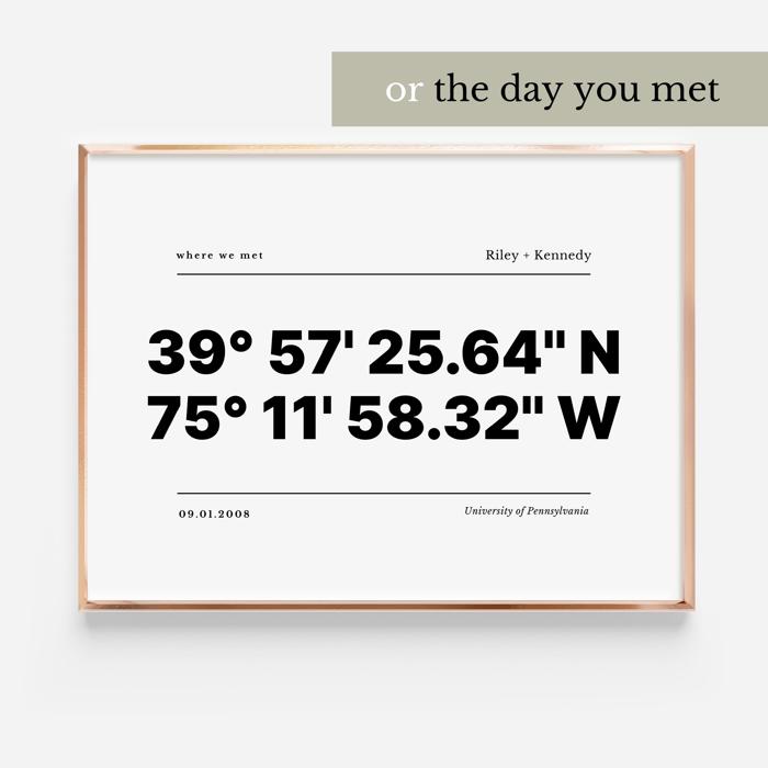 Personalized GPS Print | Custom Location Gift for Couples Wedding Special Occasion Memorial 