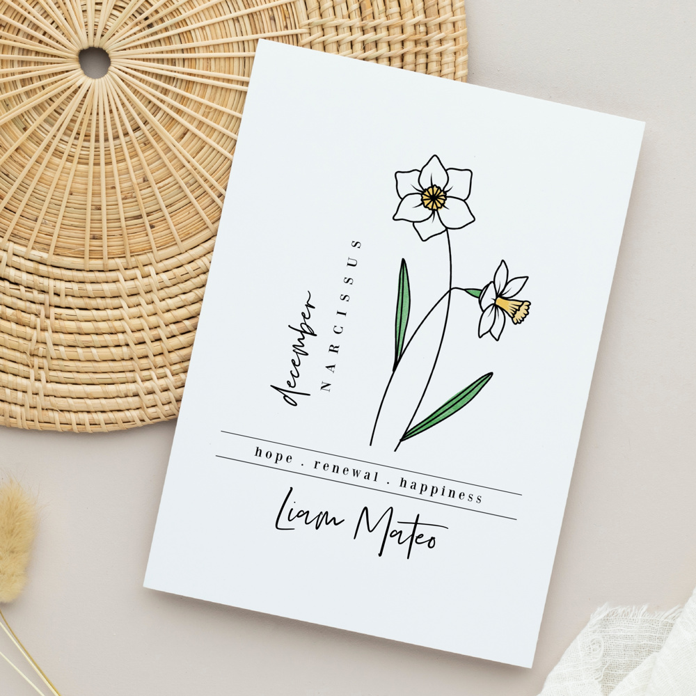 Custom Name Birth Flower Print | 27 Options