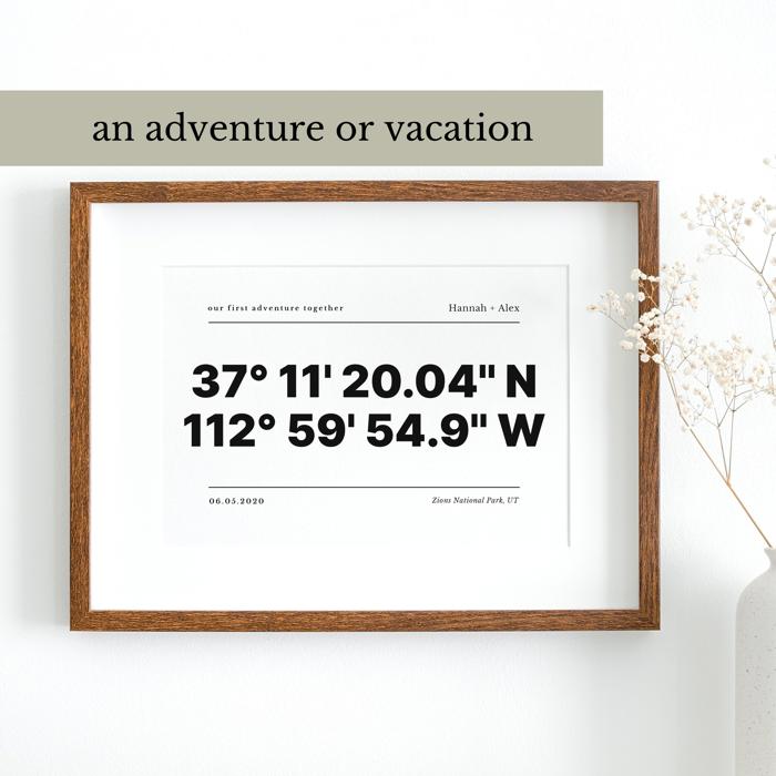 Personalized GPS Print | Custom Location Gift for Couples Wedding Special Occasion Memorial 