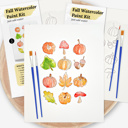  Fall Themed DIY Paint Kit | 8X10" Pre Sketched Image Brush Paints Mixing Palette, Just Add Water | Single, Couples, Group Packs for a Fun Paint Party