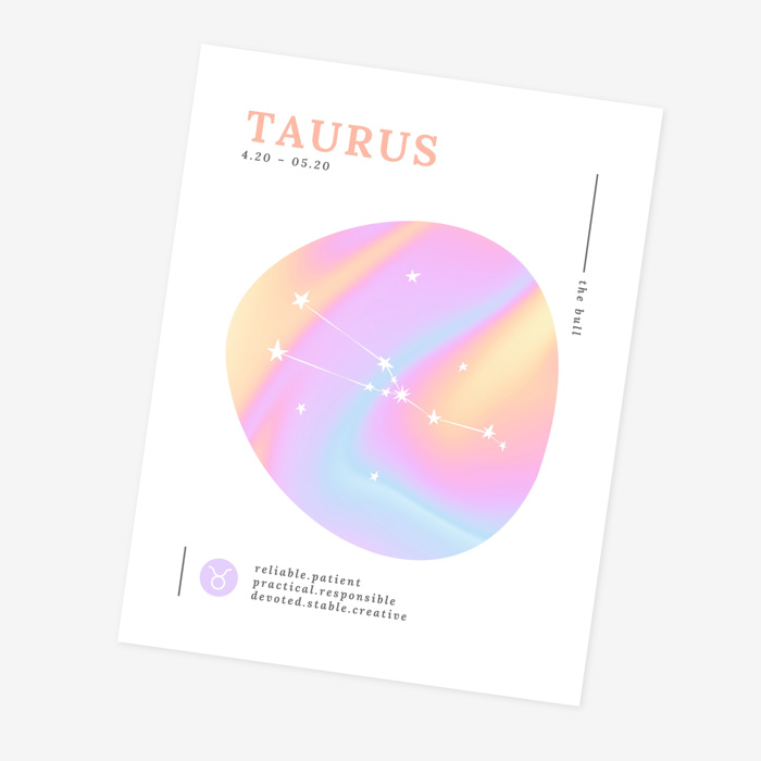 Zodiac Prints | Bright Cosmic Horoscope Unframed Art