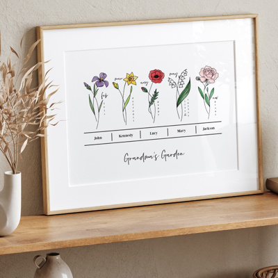 Birth Flower Bunch Print | Up to 5 Flowers