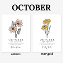  Personalized Name Birth Flower Print | Unframed Art Hand Illustrated Florals