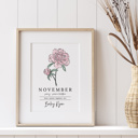  Personalized Name Birth Flower Print | Unframed Art Hand Illustrated Florals