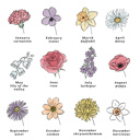  Birth Flower Bouquet Print | Up to 5 Flowers