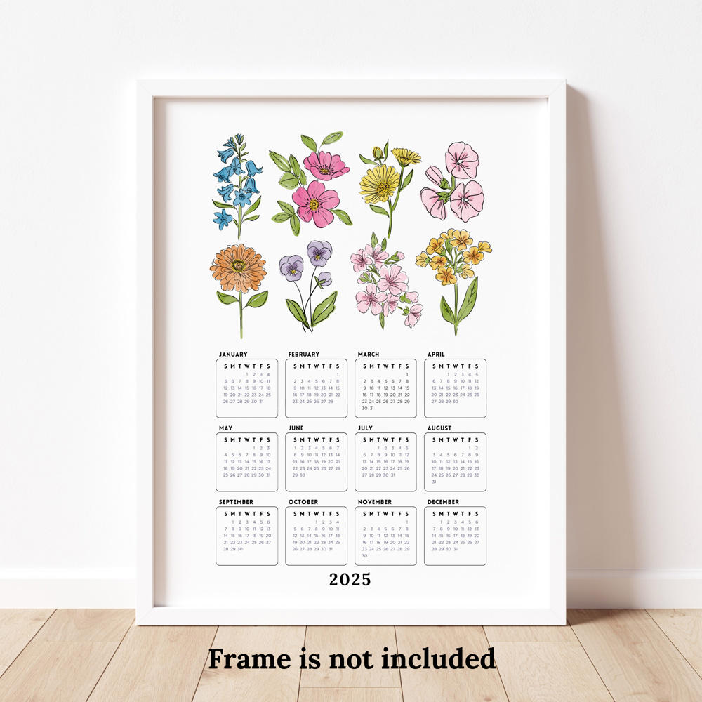 2025 At A Glance Calendar Prints | 12 Floral Options