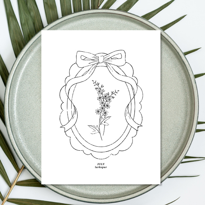 Birth Flower Prints | 2 Pk Simple Sketch Floral Wall Decor