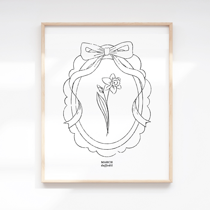 Birth Flower Prints | 2 Pk Simple Sketch Floral Wall Decor