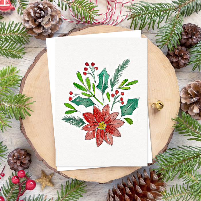 Paintable 5X7" Holiday Cards + Envelopes | 3 Pre-Sketched Christmas Note Cards | DIY Art Set