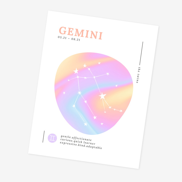 Zodiac Prints | Bright Cosmic Horoscope Unframed Art