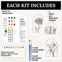  3 Pk All In One Watercolor Paint Kit | 8X10" Floral Outline 45 Options