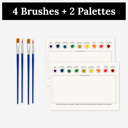 4 Brushes + 2 Palettes 3 Pk All In One Watercolor Paint Kit | 8X10" Floral Outline 45 Options