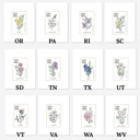  State Flower Stamp Prints | Hand Illustrated Watercolor Floral Art