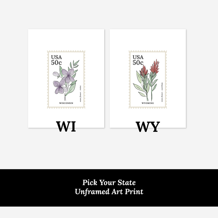 State Flower Stamp Prints | Hand Illustrated Watercolor Floral Art