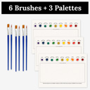 6 Brushes + 3 Palettes 3 Pk All In One Watercolor Paint Kit | 8X10" Floral Outline 45 Options