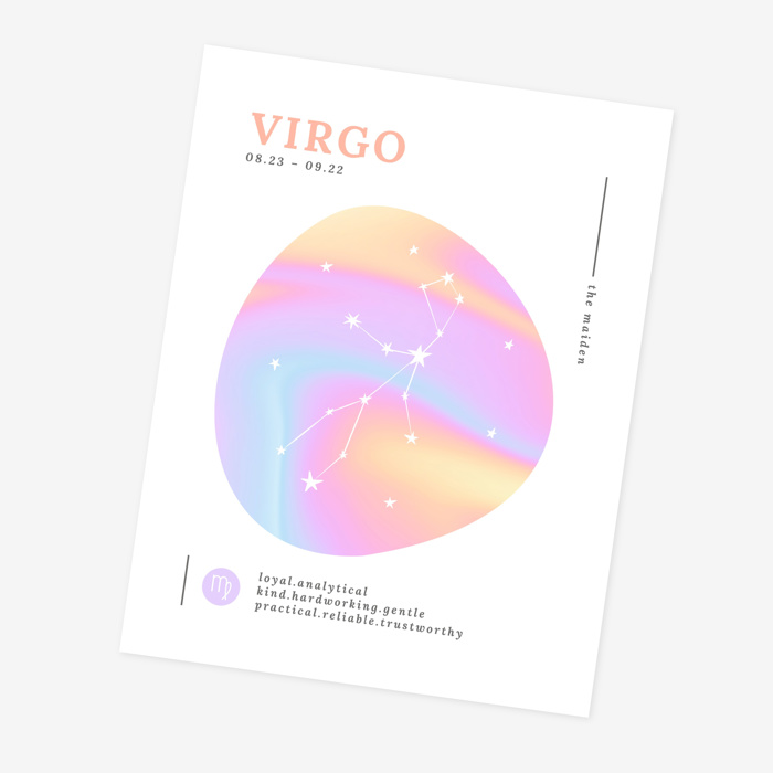 Zodiac Prints | Bright Cosmic Horoscope Unframed Art