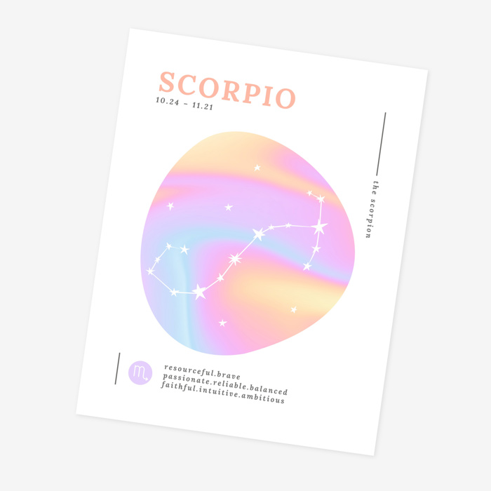 Zodiac Prints | Bright Cosmic Horoscope Unframed Art