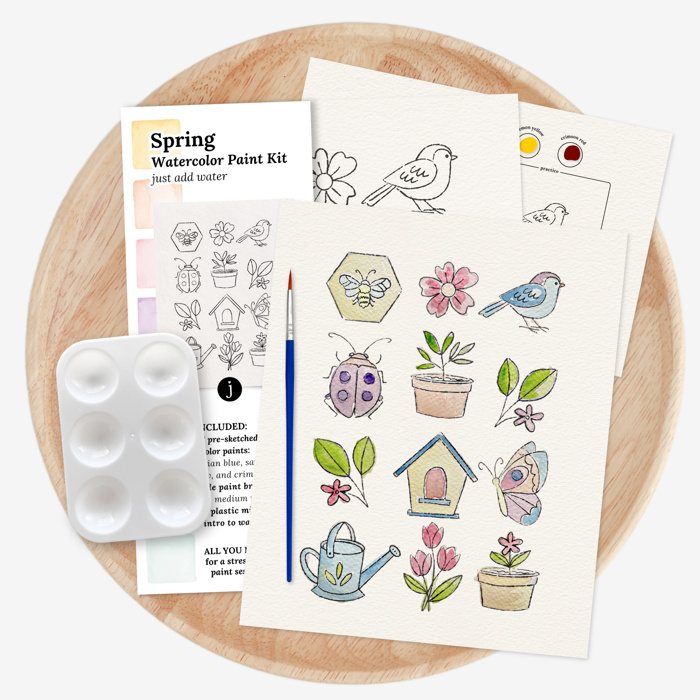 Spring Watercolor Paint Kit | All In One Art Gift Set | Just Add Water
