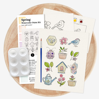 Spring Watercolor Paint Kit | All In One Art Gift Set | Just Add Water