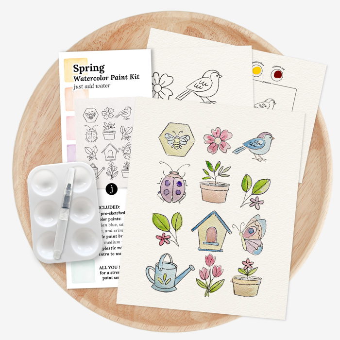Spring Watercolor Paint Kit | All In One Art Gift Set | Just Add Water