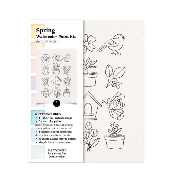 Spring Watercolor Paint Kit | All In One Art Gift Set | Just Add Water