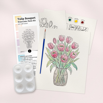 Tulip Bouquet Watercolor Paint Kit | Just Add Water 