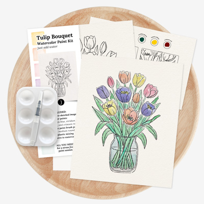 Tulip Bouquet Watercolor Paint Kit | Just Add Water 