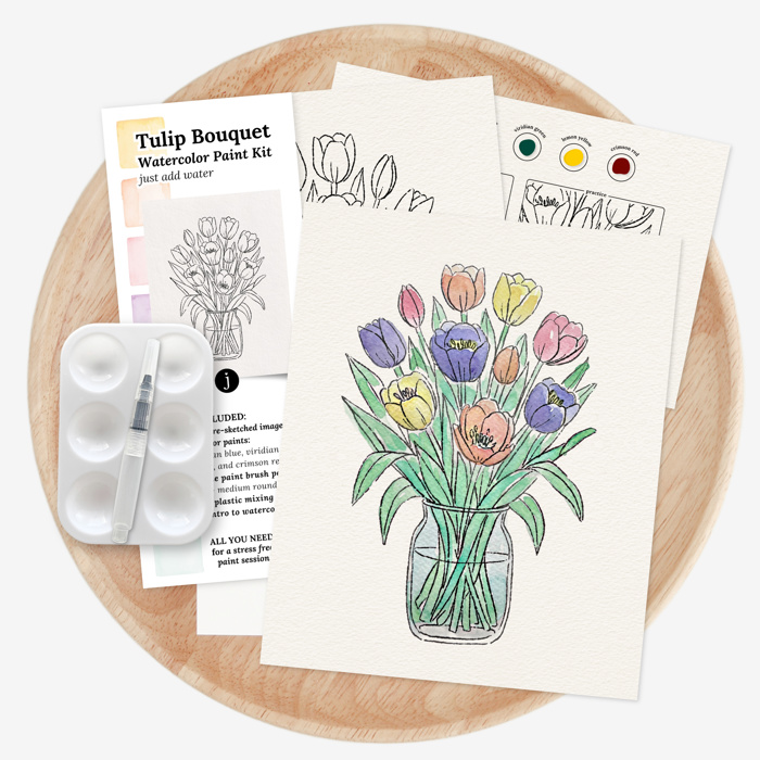 Tulip Bouquet Watercolor Paint Kit | Just Add Water 