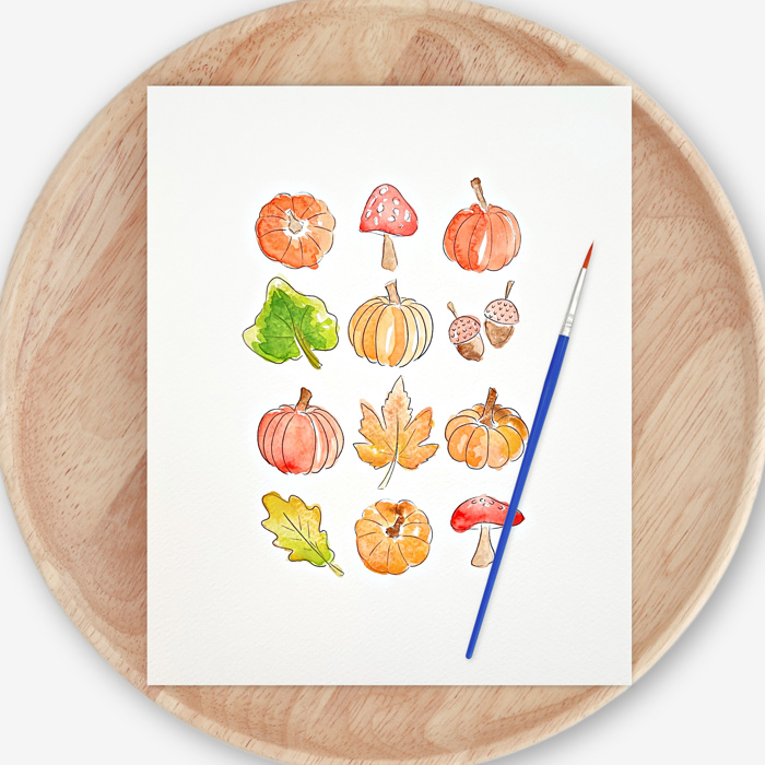 Fall Themed DIY Paint Kit | 8X10" Pre Sketched Image Brush Paints Mixing Palette, Just Add Water | Single, Couples, Group Packs for a Fun Paint Party