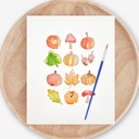  Fall Themed DIY Paint Kit | 8X10" Pre Sketched Image Brush Paints Mixing Palette, Just Add Water | Single, Couples, Group Packs for a Fun Paint Party