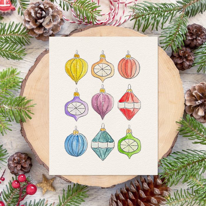 Christmas Watercolor Kit | Pre-Sketched Holiday Art Set