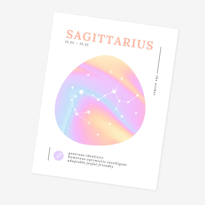 Zodiac Prints | Bright Cosmic Horoscope Unframed Art