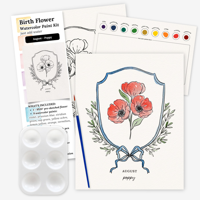 Birth Flower Watercolor Paint Kit | Just Add Water 