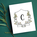  Birth Flower Initial Crest Print | Custom Name Monogram Art 