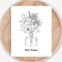  Birth Flower Bouquet Sketched Unframed Print | Up to 6 Flowers