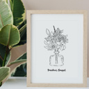  Birth Flower Bouquet Sketched Unframed Print | Up to 6 Flowers